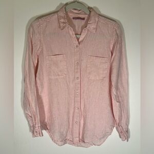 Calypso St. Barth light pink linen button-up lightweight shirt S beach old money